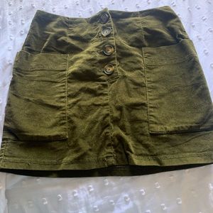 Army green velvet skirt